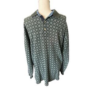 Vintage County Seat Jeanwear Men's L 100% Cotton Long Sleeve Graphic Polo Shirt